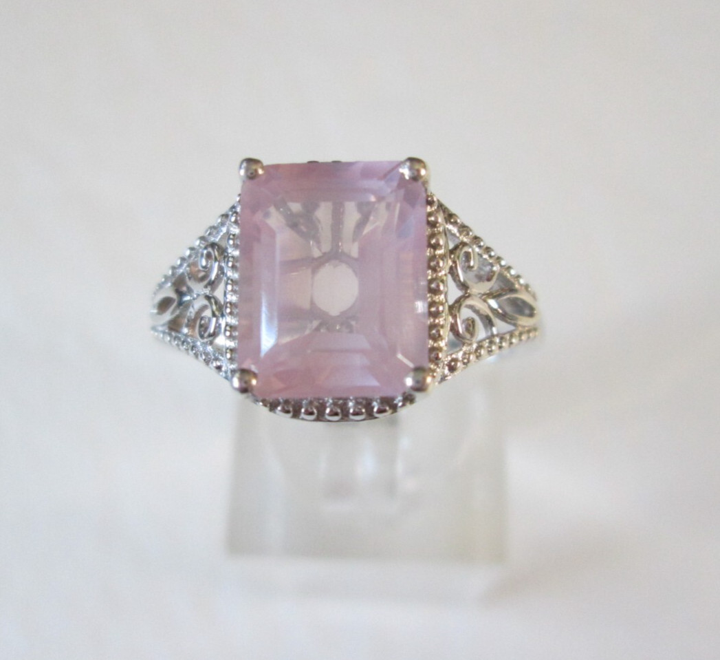 Galilea Rose Quartz Platinum over Sterling Silver Ring (Size 7) 3.00 ctw