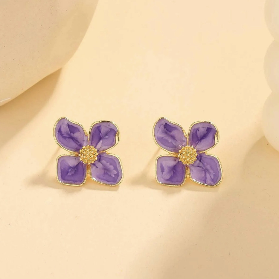 1pair Acrylic Camellia Flower Stud Earrings Women Party Jewelry – NEW