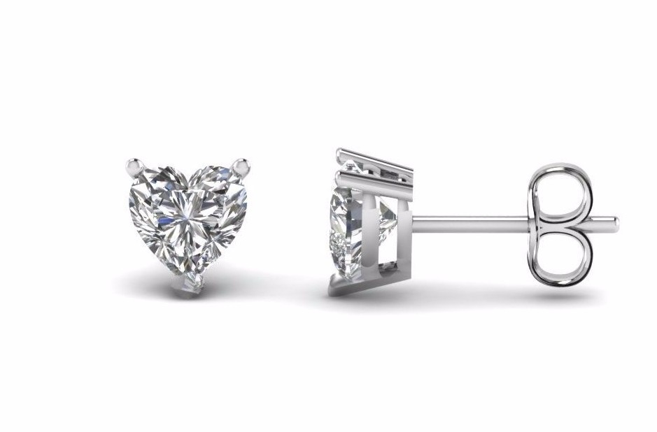 2 Ct Stud Earrings 14K White Gold Plated Simulated Diamond Womens Heart Earrings