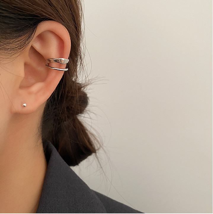 1Pc Wide 925 Silver Gold Plated Layer Ear Cuff Earrings No Piercing Clip On F14