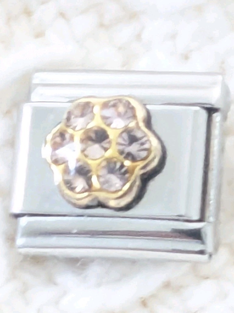 Authentic Casa D’Oro Flower Stones Classic 9mm Link Italian Charm N65