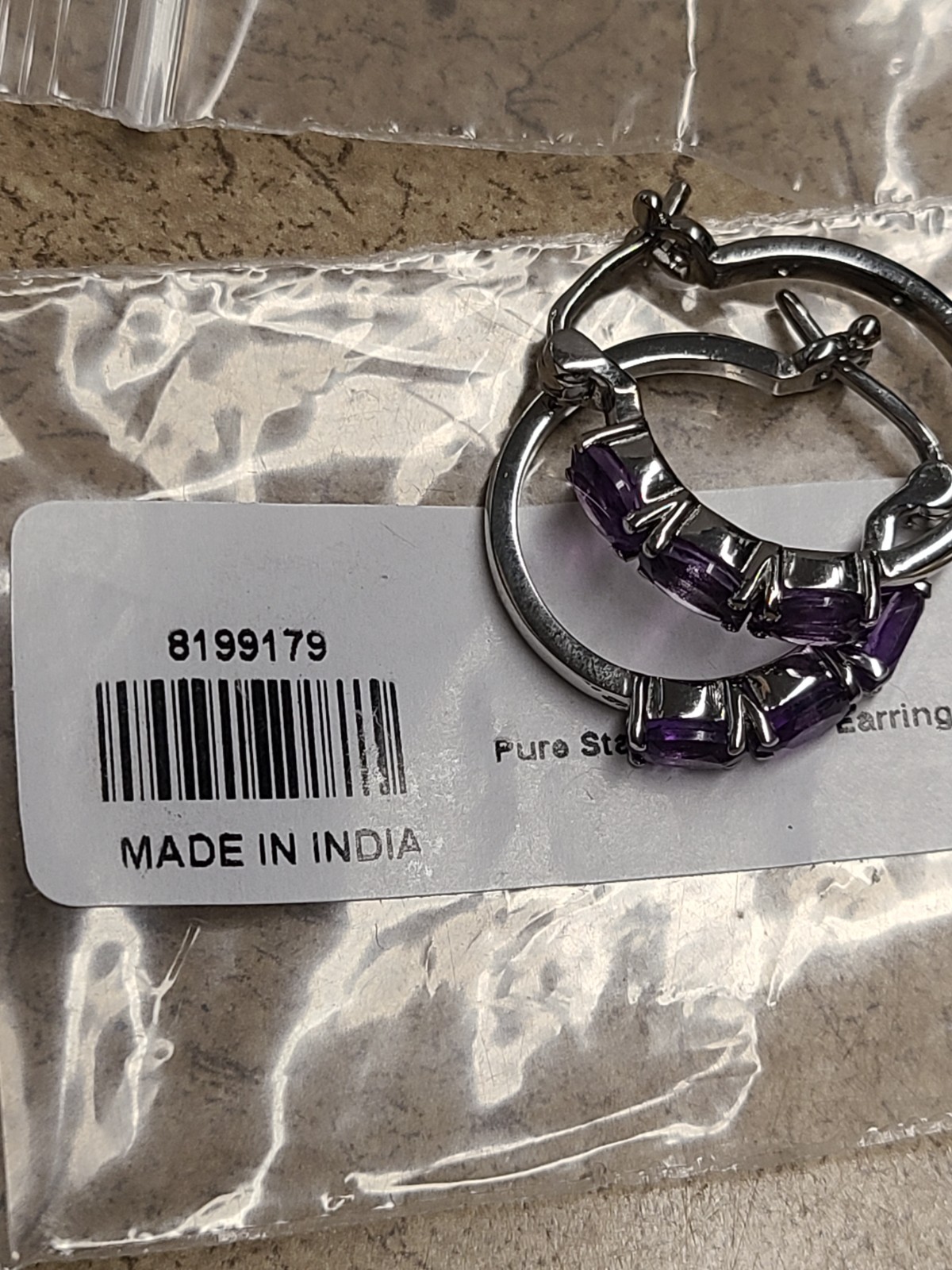EverTrue African Amethyst 2.90 ctw Hoop Earrings in Stainless Steel