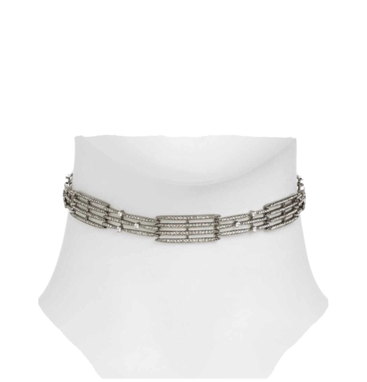 NWT NADRI CLASSIC PAVED CZ CHOKER NECKLACE 12” WITH 3” Extention 1/2” Wide