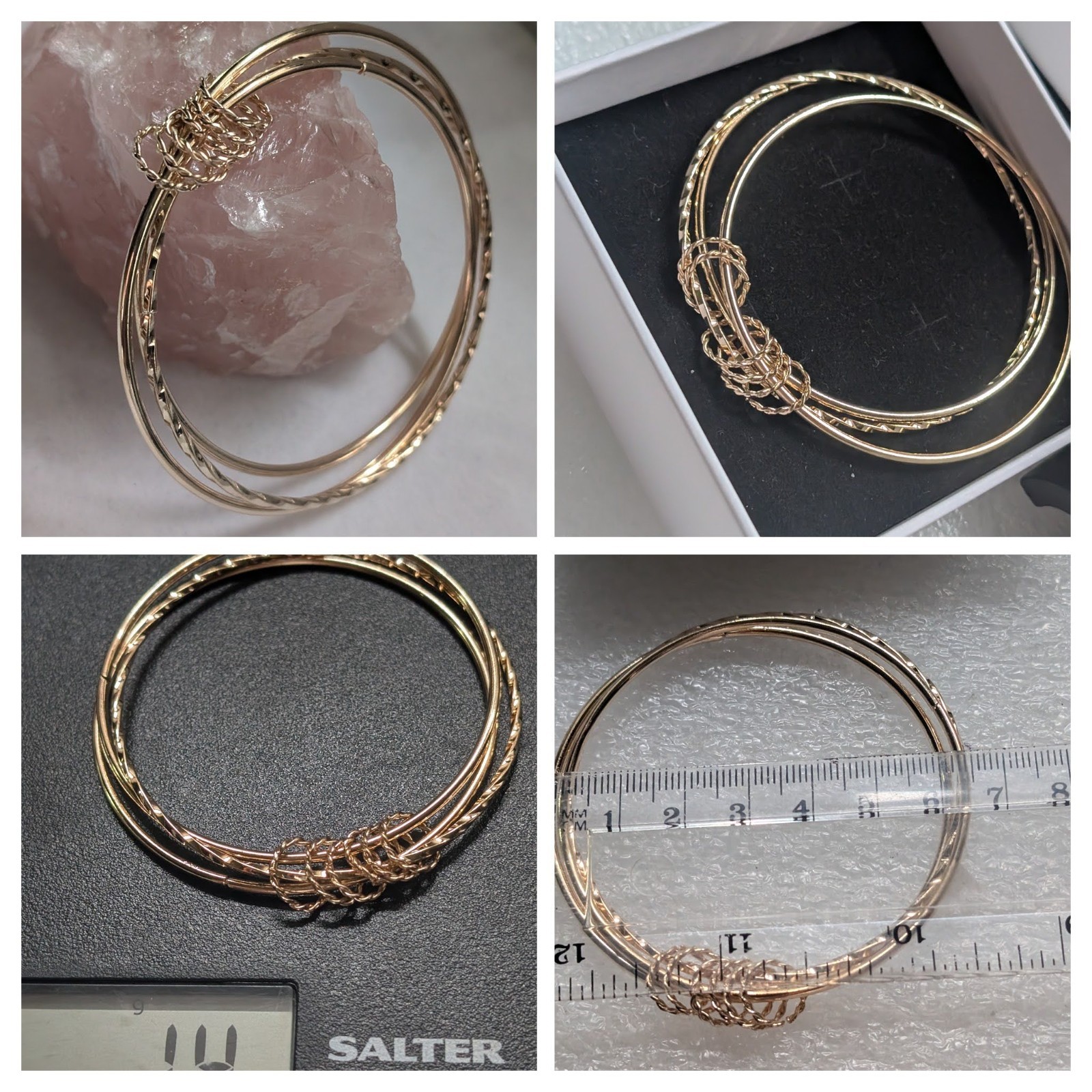 Modernist Gold Tone Polished 3 in 1 Bangle 14g & 63mm Diameter Brand New BOX