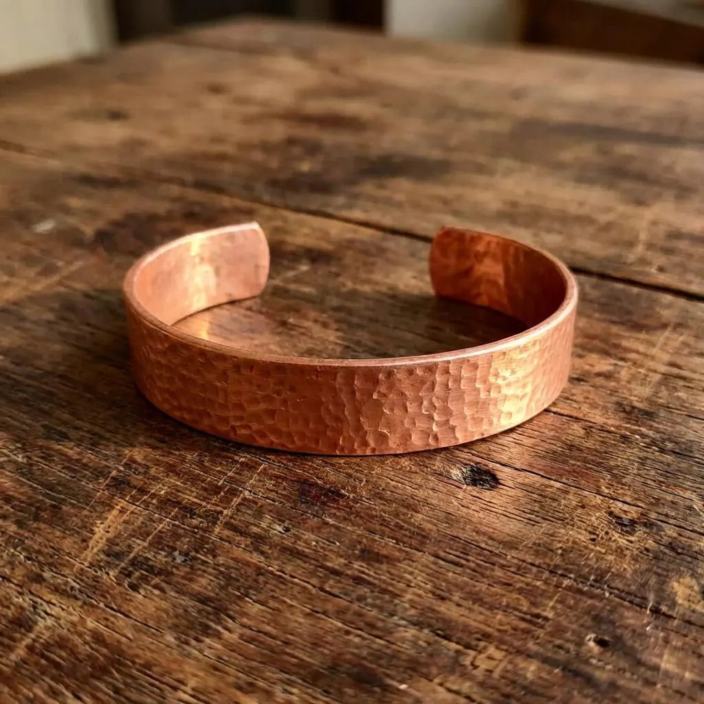 Artisan Hand-Forged Copper Hand-Hammered Rustic Cuff – Handmade Boho Gift