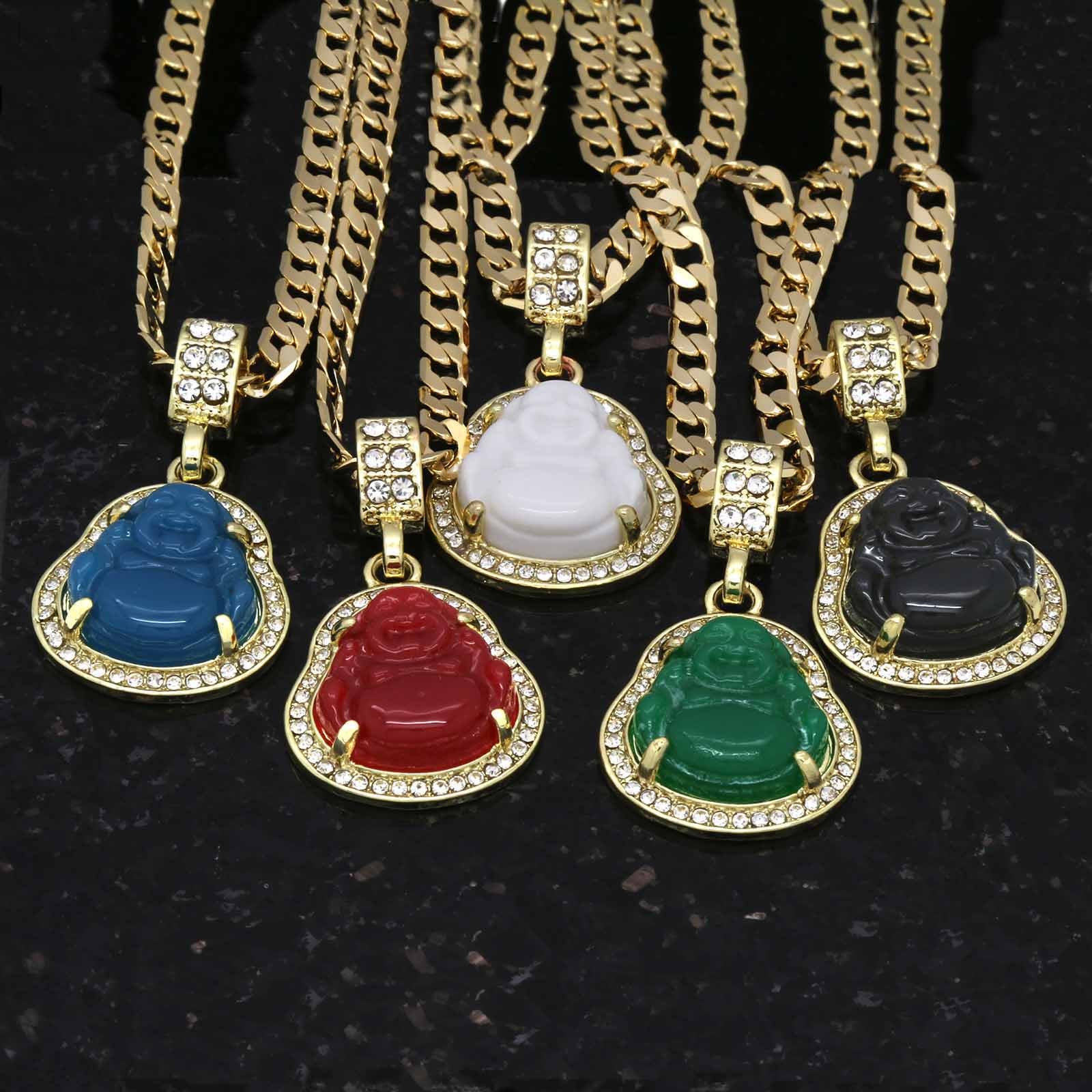 14K Gold Plated All Color’s Buddha Iced Cubic Zirconia 5mm 24″ Cuban Chain
