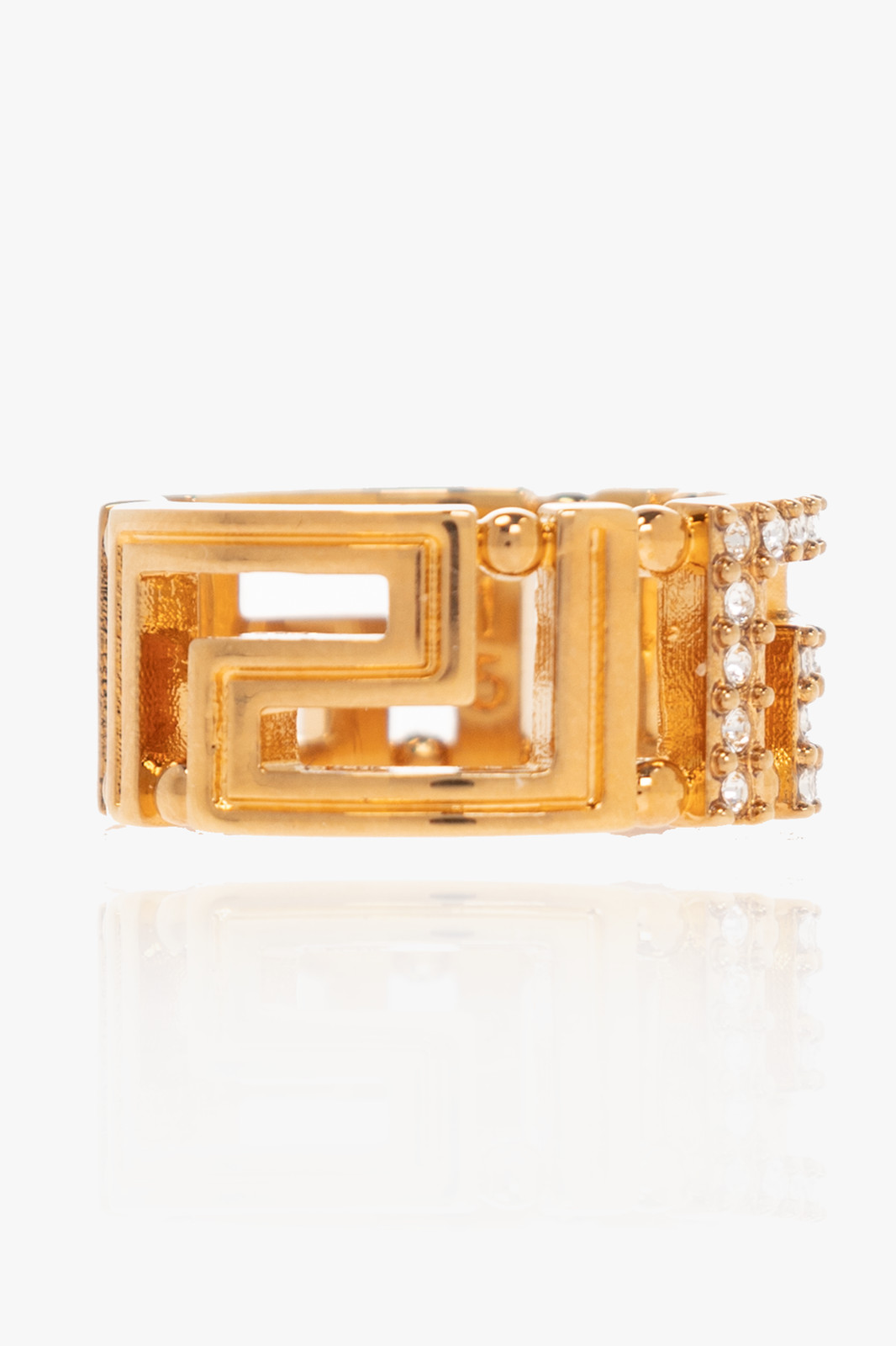 Versace Gold Color Metal & Strass Ring Sz 9