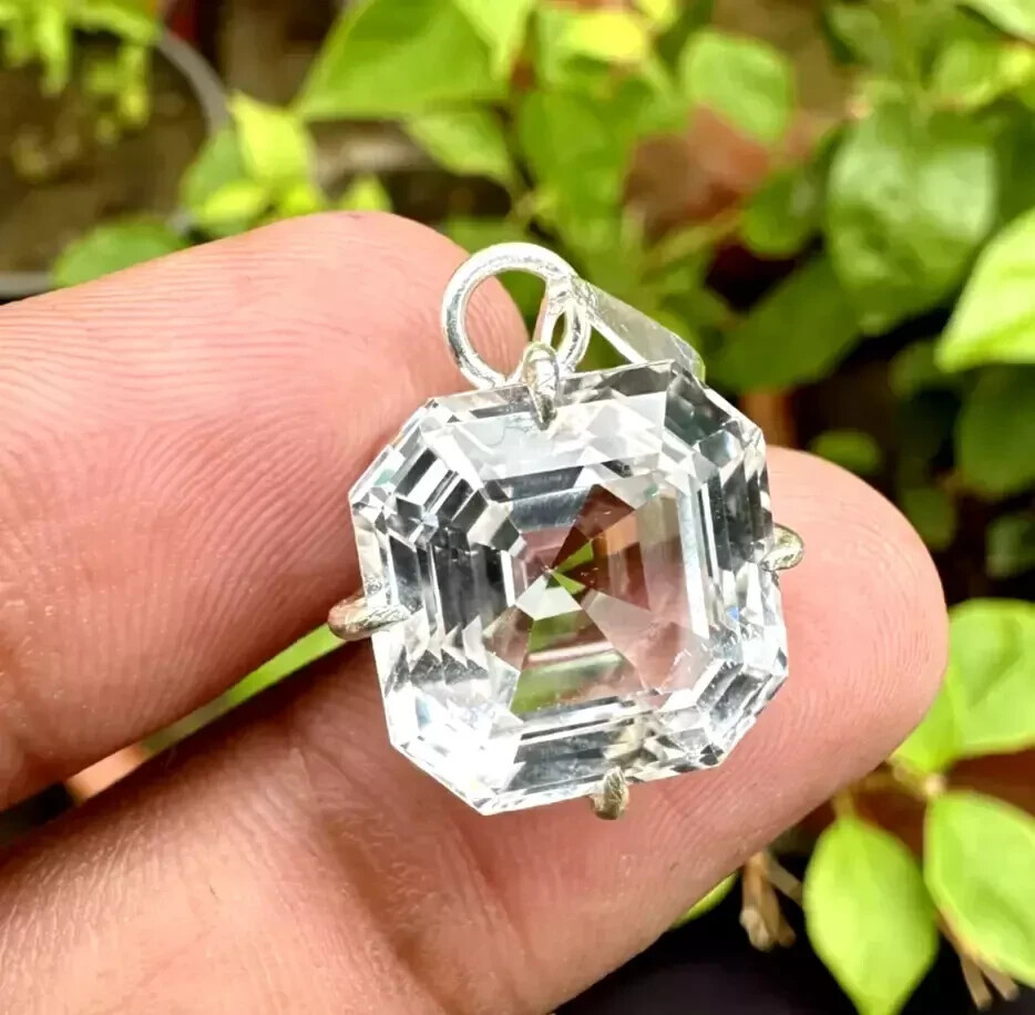Natural 25 Ct Certified White Sapphire Loose Gemstone 925 Silver Pendant