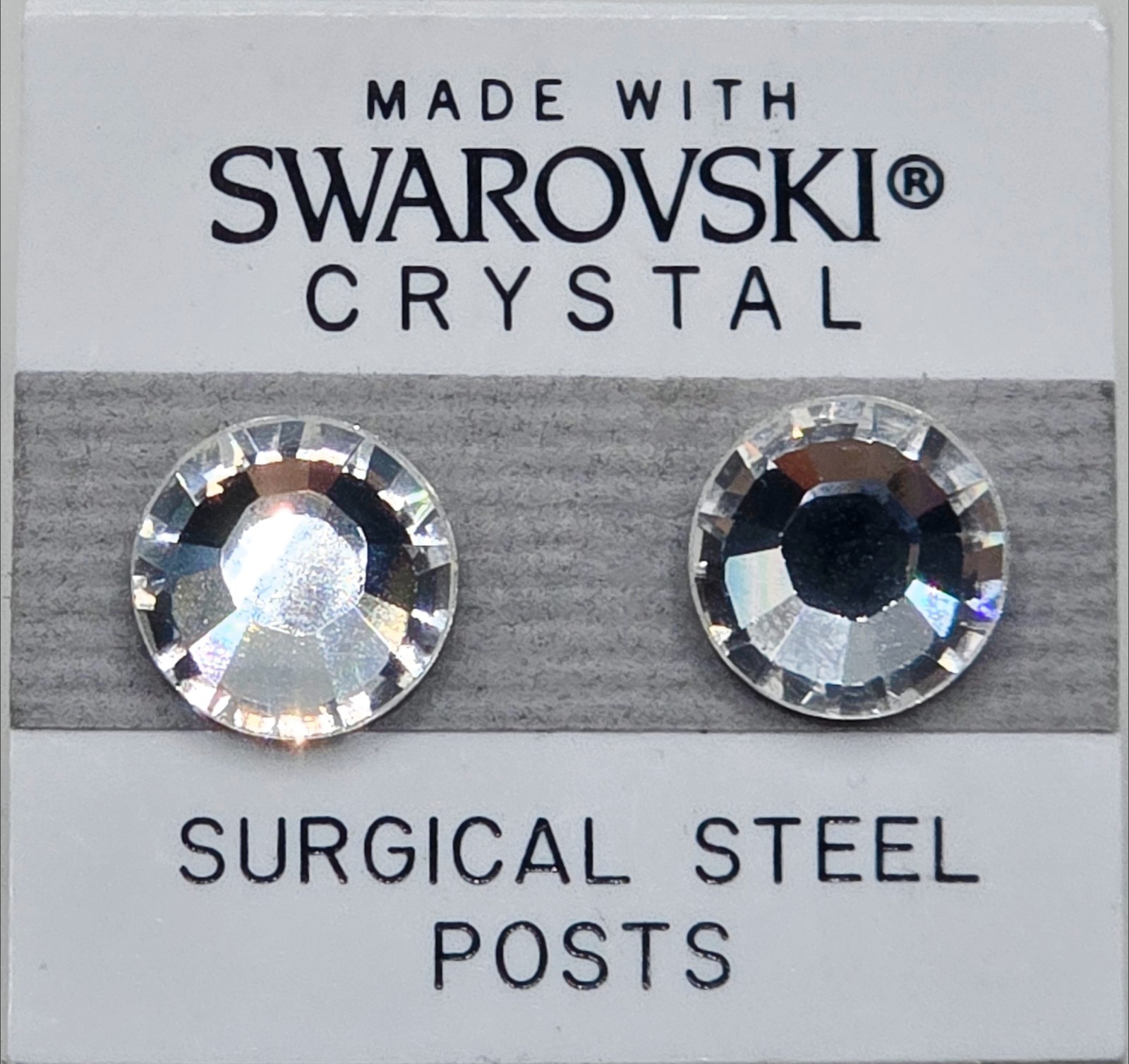 Silver Clear Round Stud Earrings 11mm Crystal Made with Swarovski Element