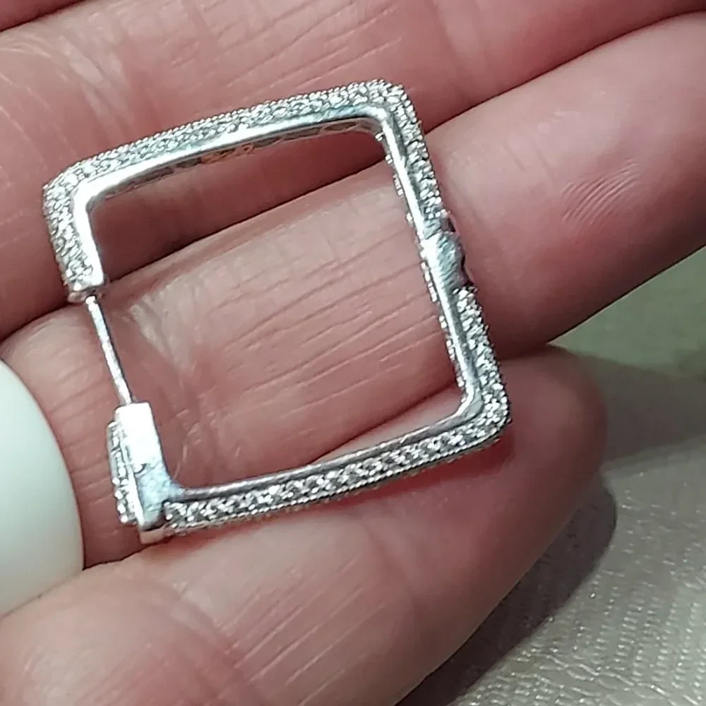 Suzy Levian Sterling Silver Square hoop CZ Earring Single earring replacement
