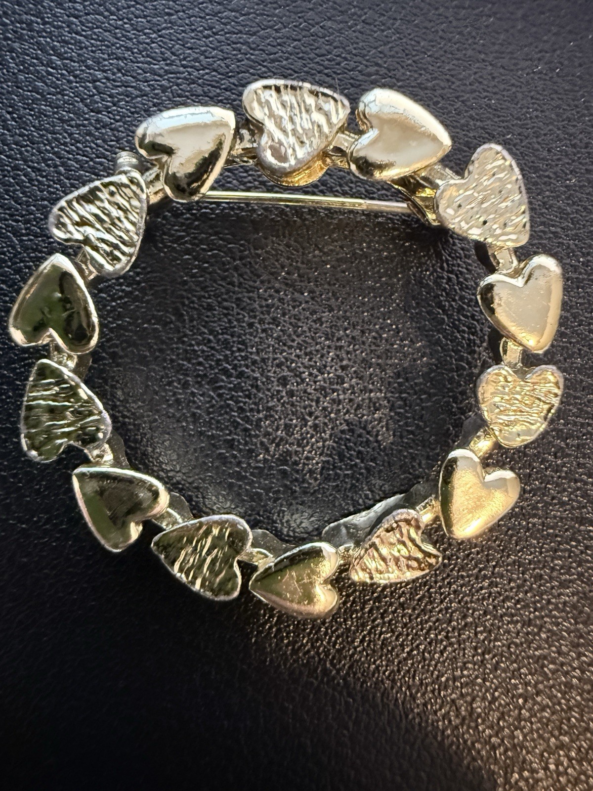 Vintage Gerry’s Gold Tone Heart Circle Pin Brooch Love Retro Valentines Gift