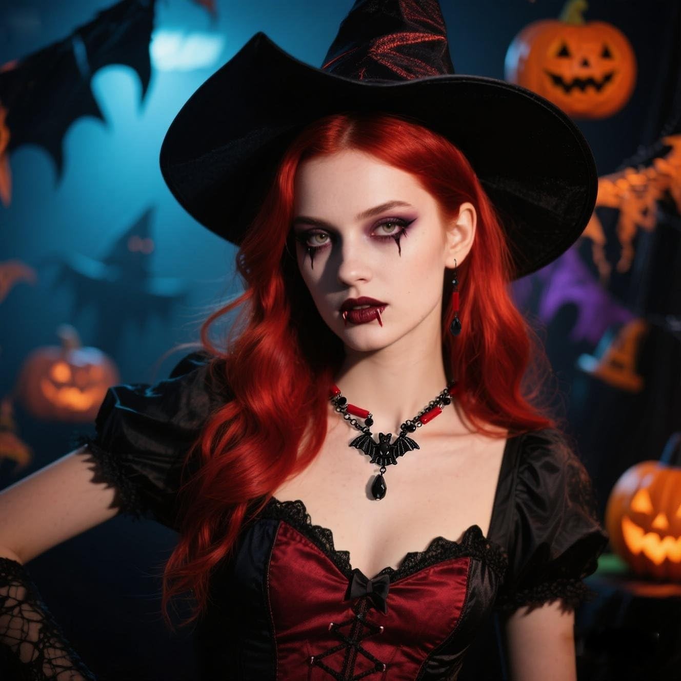 Gothic Witch Jewelry Set for Women Halloween Dark Bat Spider Necklace Earring…