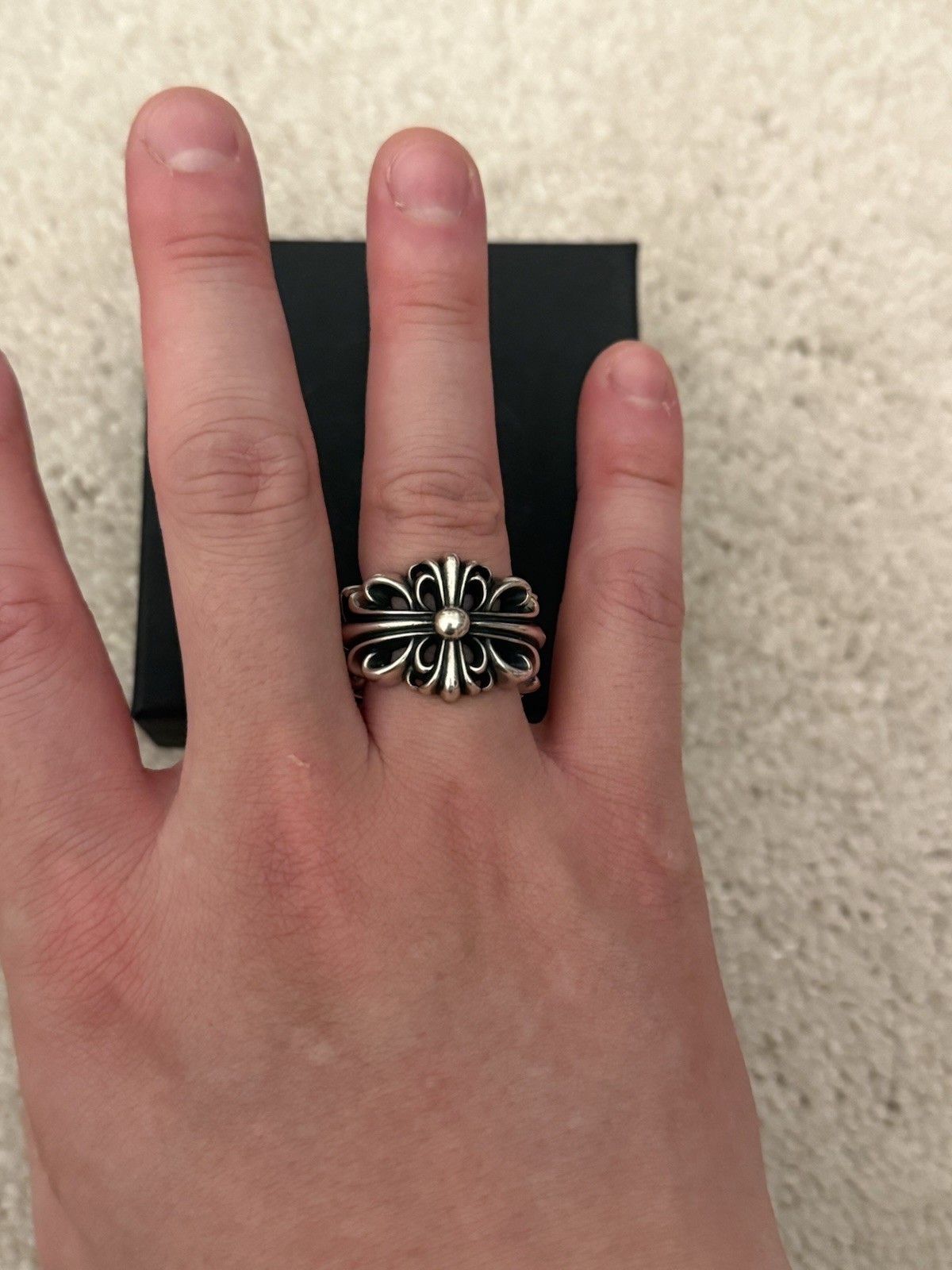 Chrome Hearts Double Floral Ring 925 Sterling Silver Pre-owned Size 10