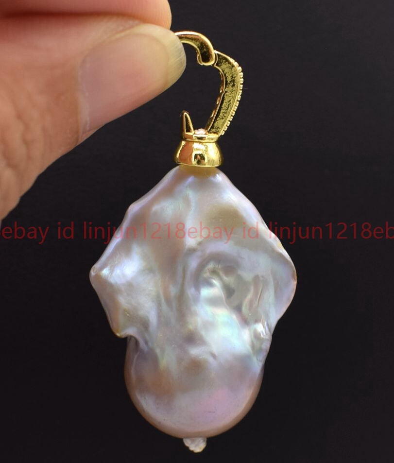 Huge 15x20mm Real Natural Purple Keshi Baroque Pearl Pendant