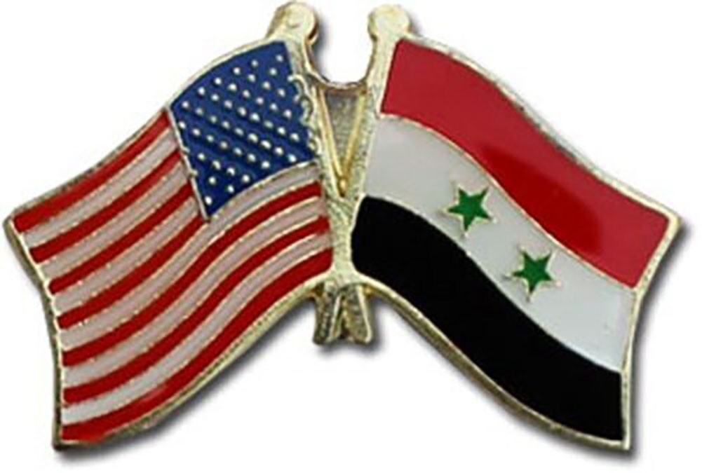 USA & Syria Friendship Combination Motorcycle Hat Cap Lapel Pin