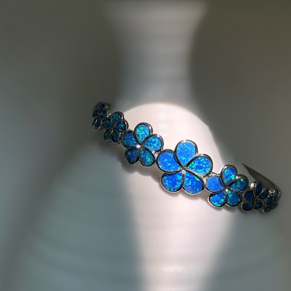 Kivony Blue Opal Plum Flower Bracelets 925 Sterling Sliver Jewelry For Women