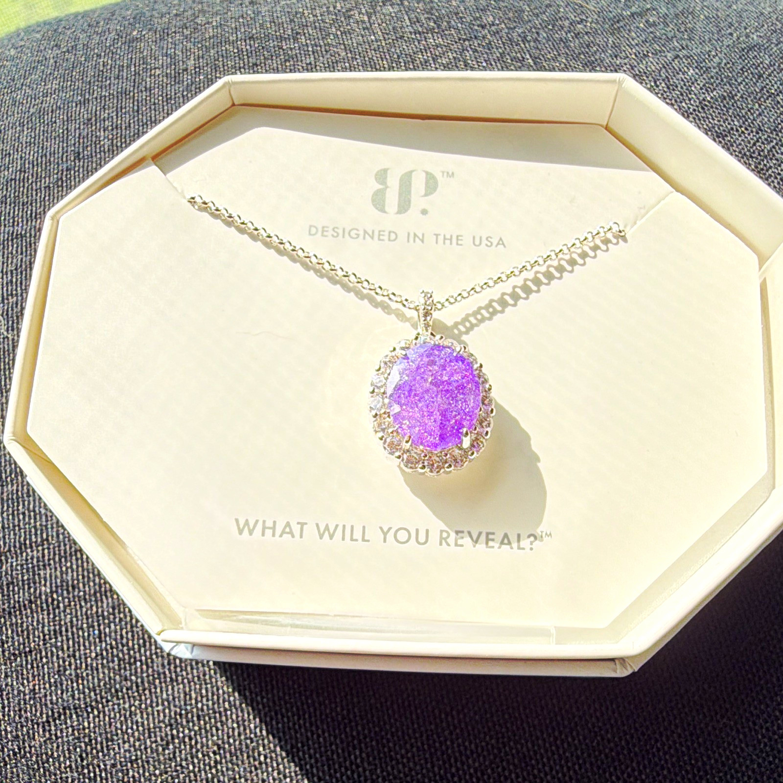 BP Lab-Created Amethyst Crystal 2424 Necklace Rhodium 18″+2.5″ NK65924
