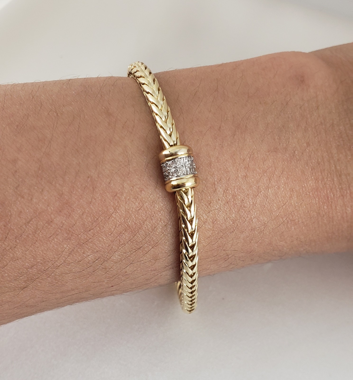 14K Gold Plated Cz Rope Choker Chain Necklace And Bracelet Set