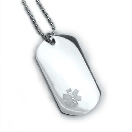 Custom engraved Double side Medical Alert ID Dog Tag. Free 12 lines of engraving