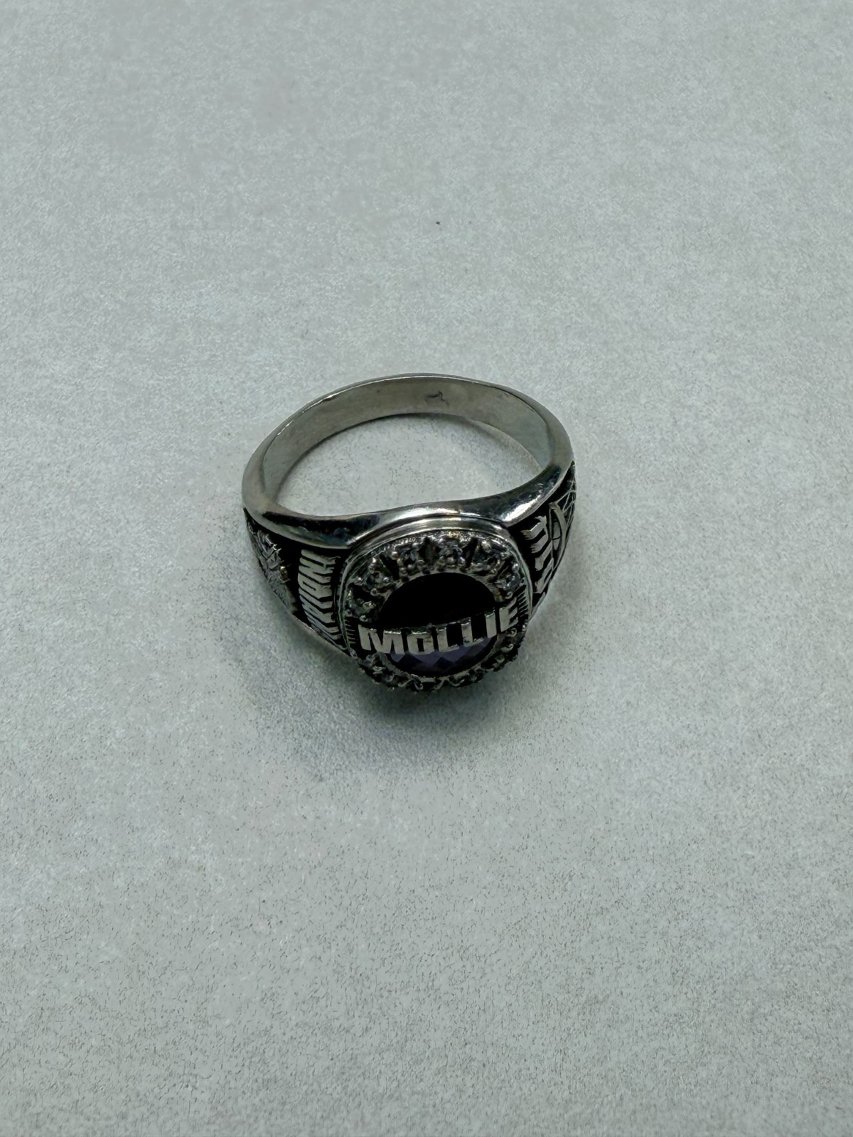 Indians Basketball Championship 2014 Ring Purple Stone Silver Tone Moline Sz 7