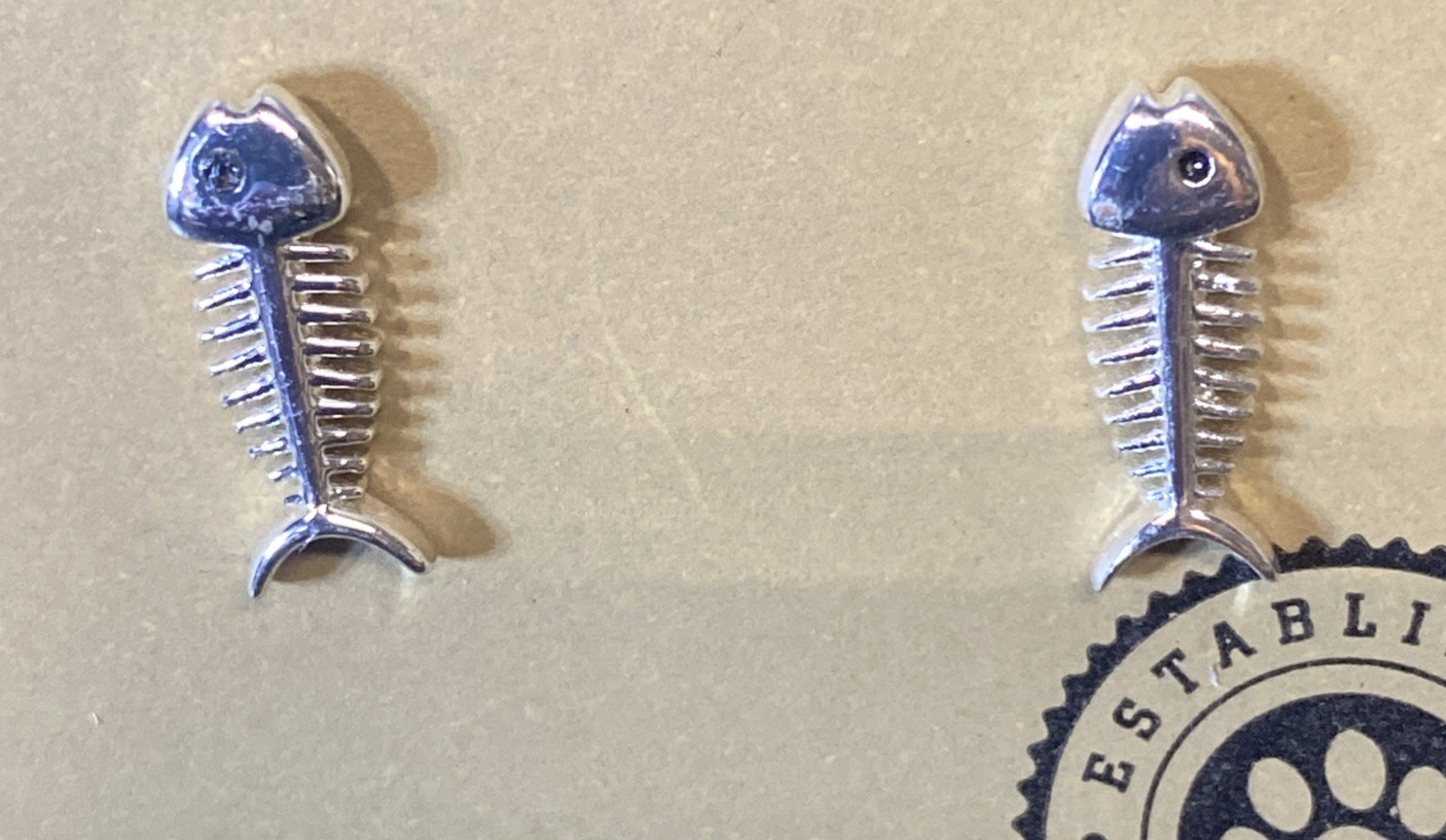 Pet Friends Fish Bone Gold Tone Earrings
