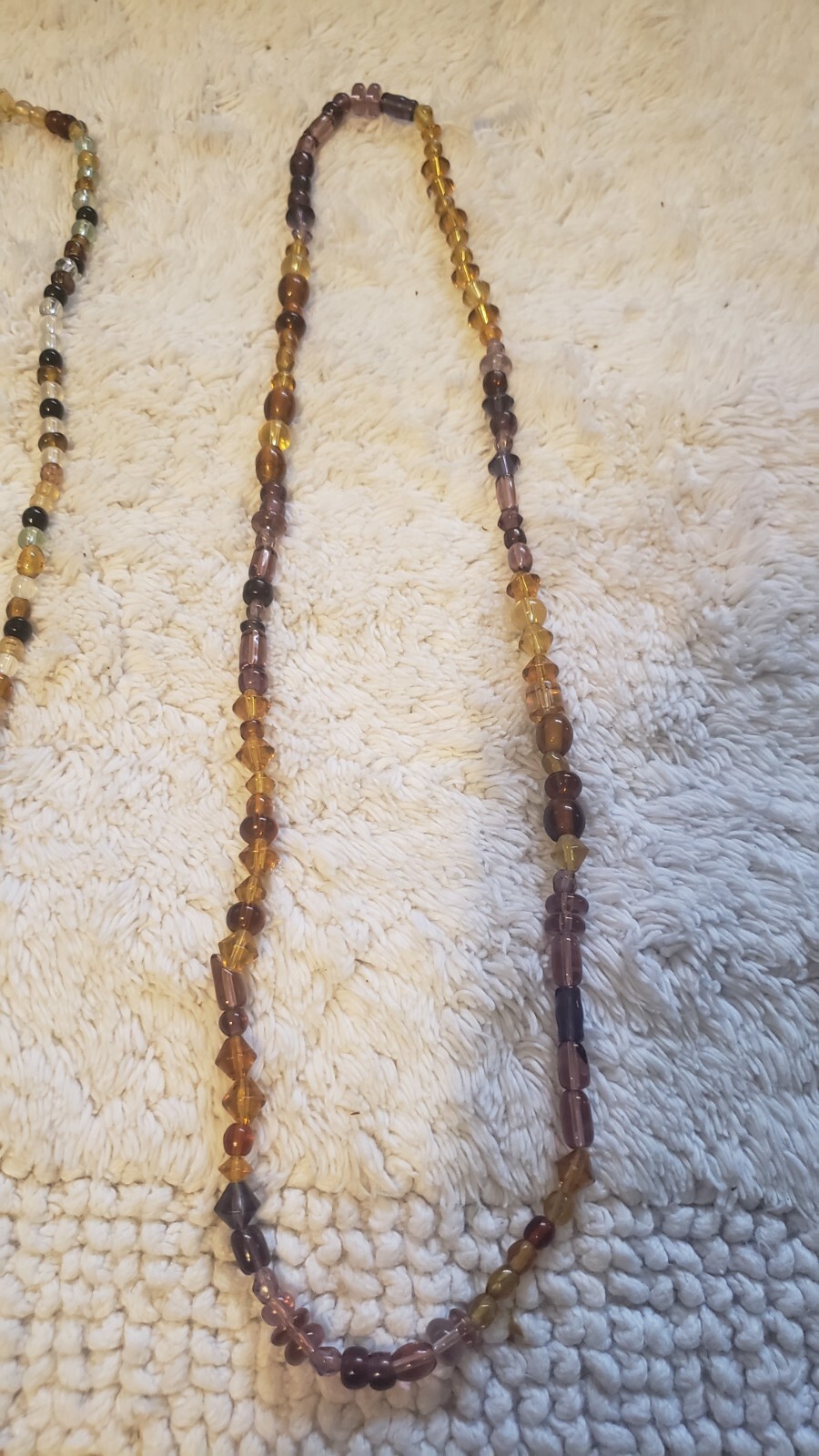 BEADED NECKLACES MULTICOLOR VARIOUS SHAPES SINGLE STRANDS ALL 13″, LOT OF 3