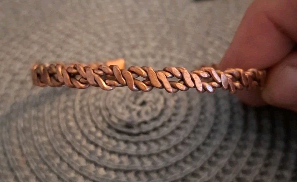 100% Copper Bracelet Handmade Rustic Braided Adjustable. Made In The USA