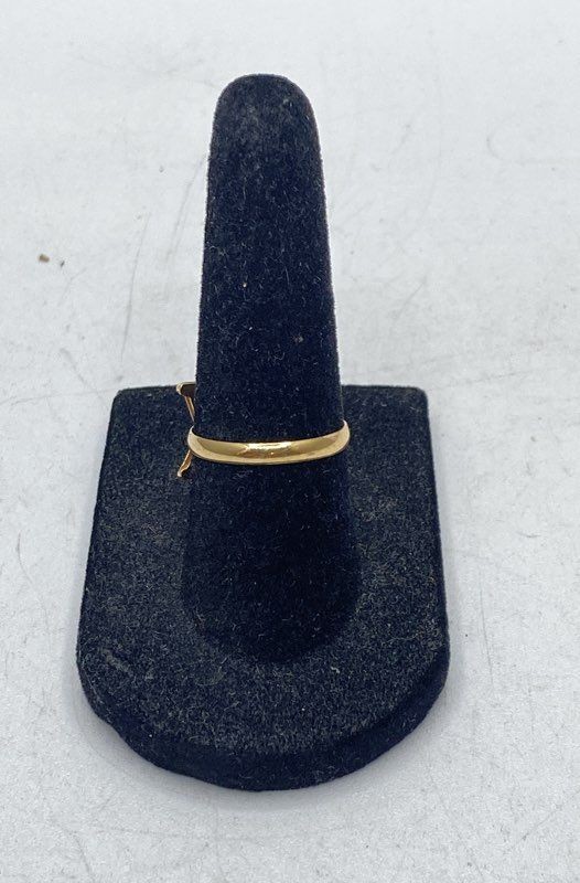 Designer Inspired LV Logo Motif Gold Tone Ring Size 6.5