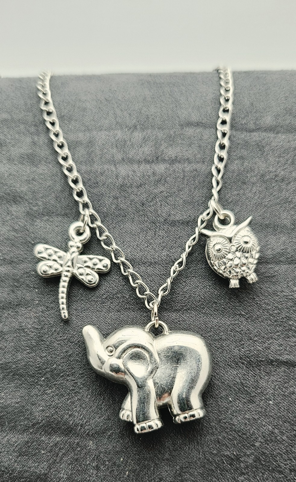 Silver Tone Charm Jewelry Set Bundle Lot 4 Friendship Moon Necklace Animal Theme