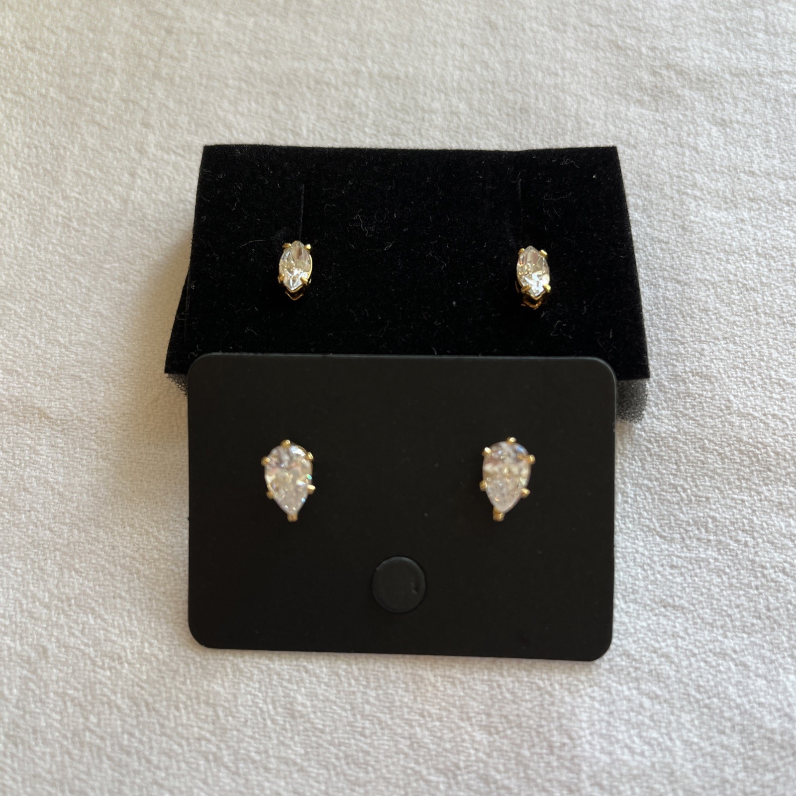 All Occasion Clear Stoned Costume Jewel Post Earrings Marquis & Teardrop Designs