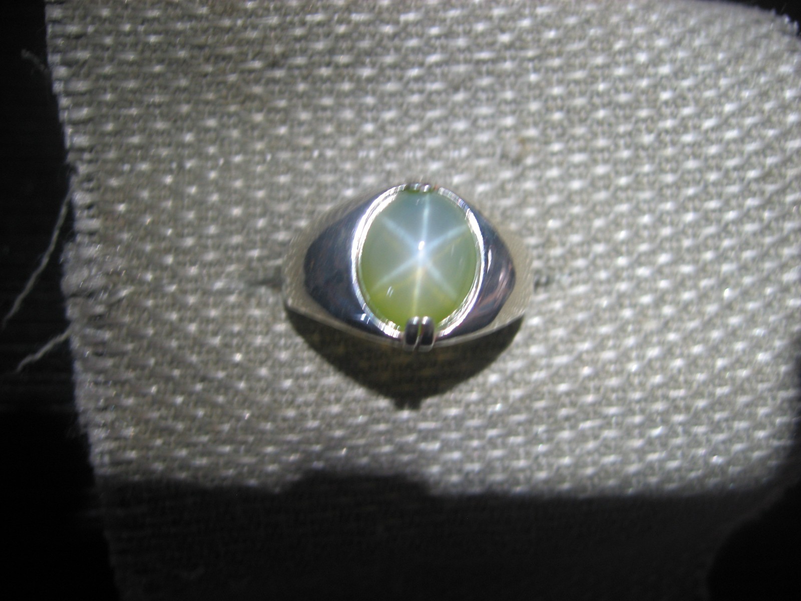 9X11M TRANSLUCENT SIGNED FERN GREEN LINDE STAR SAPPHIRE RING .925 STERLING SZ 9