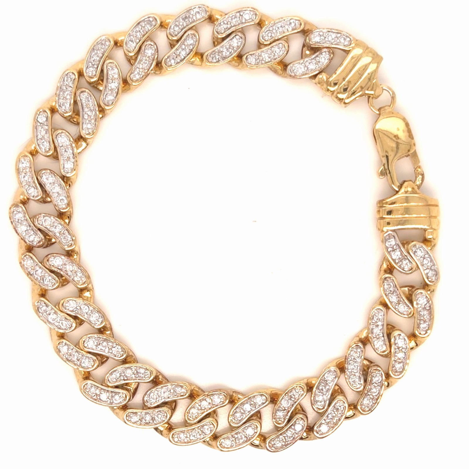 Miami Cuban Link Bracelet – 14K Gold plated over 925 Sterling Silver CZ studded
