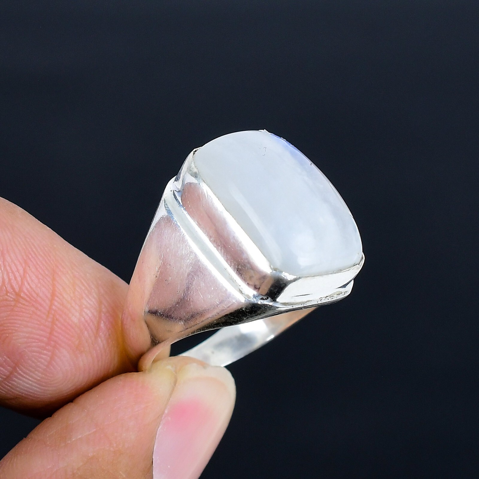 Rainbow Moonstone Gemstone Ethnic Handmade Man’s Ring Jewelry Gift LG-1111