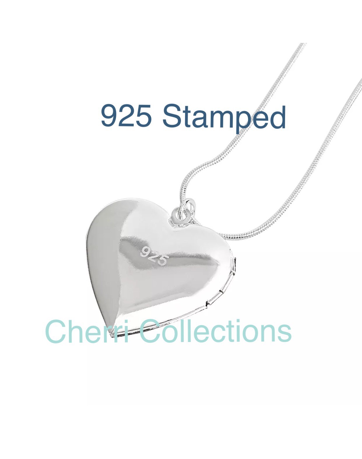 925 Sterling Silver Plated Heart Locket Photo Pendant Necklace 18″ + Gift Pouch