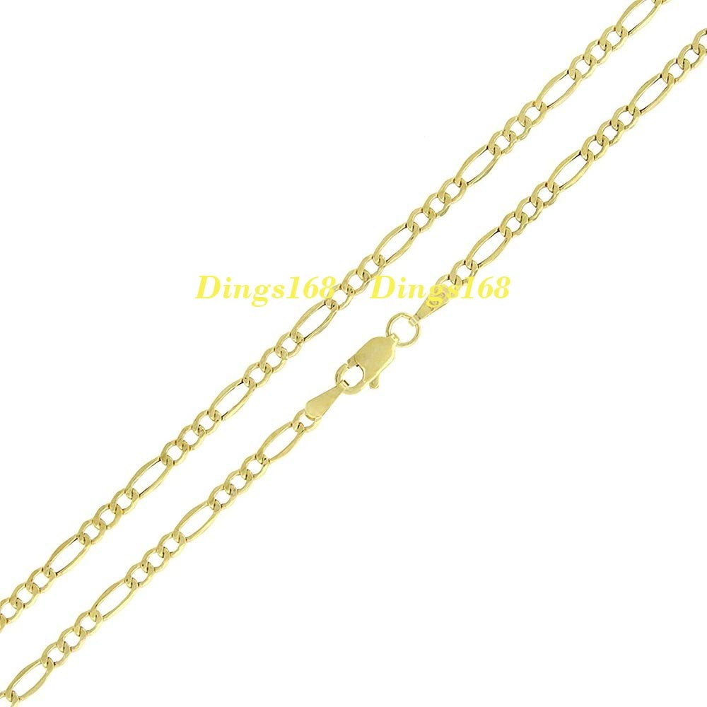 Designer Inspired Solid 18K Yellow Gold Filled 4mm 24 inch Figaro Chain Necklace