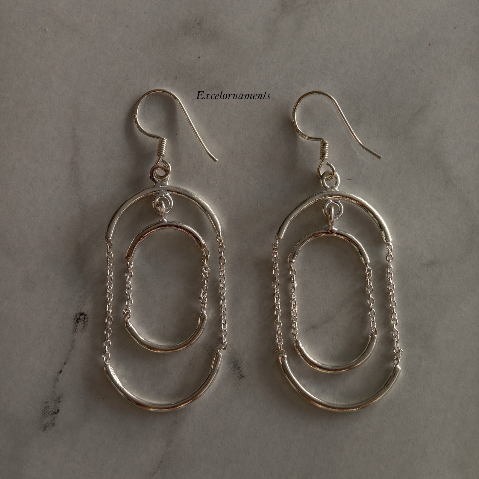 Multi-Hoop Textured Layered Drops Earrings 925 Sterling Silver Pretty Earring