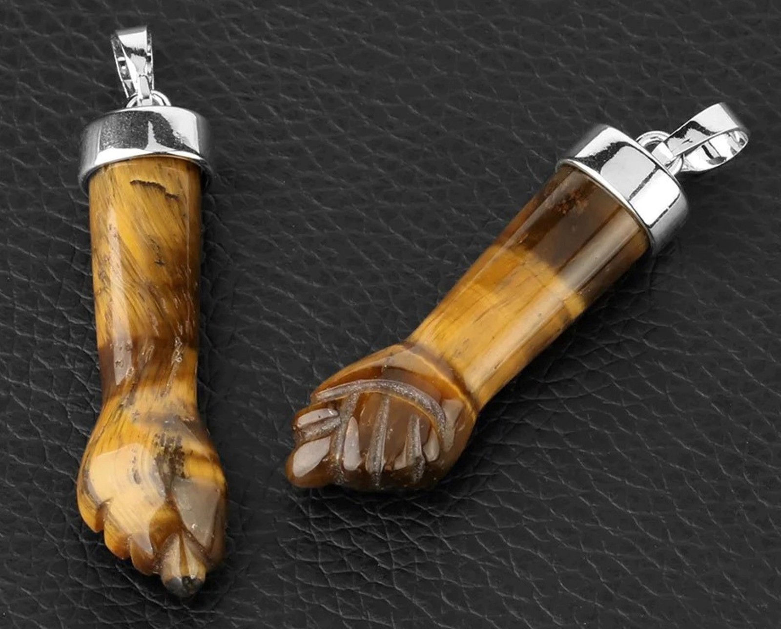 Figa Hand Amulet Pendant. Stainless steel chain necklaces with crystal Figa Hand