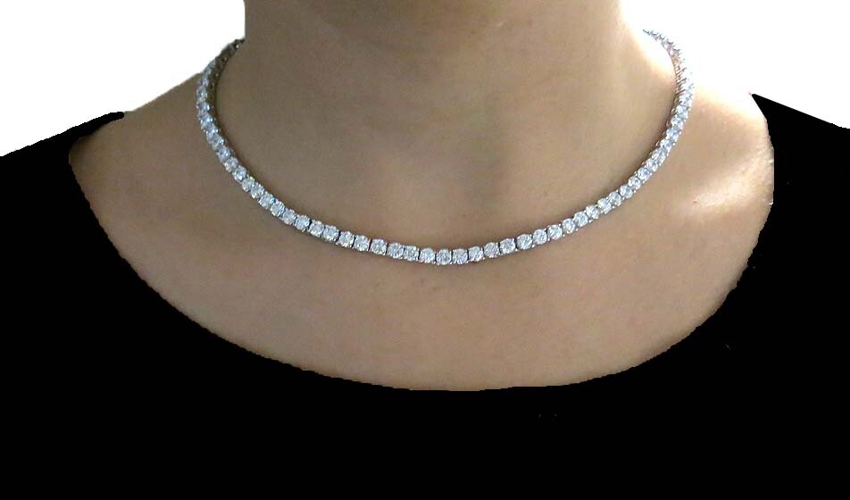 Women’s 18k White Gold Plated CZ 4MM Round Cut Tennis Necklace 18″ – 3 Colors