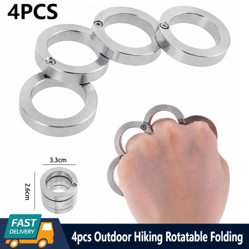 4pcs Outdoor Rotatable Folding Clasp Ring Stainless Steel For Men Hiking