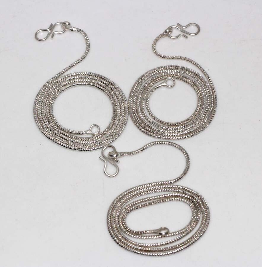 3 Pcs Lot Plain Silver Snake Chain Set 925 Silver Plated Necklace 16″ JW