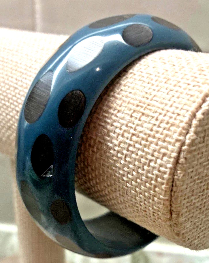 Antika Collection Cobalt Blue & Black Bangle 9” Bracelet Acrylic India NWT