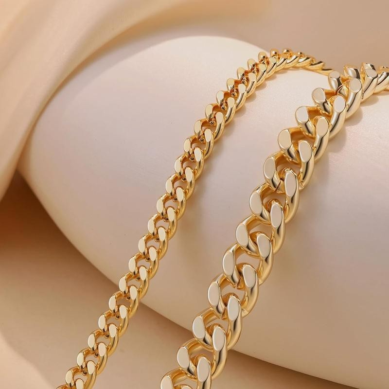 Double Layer Cuban Link Anklet, 18K Gold Plated Waterproof Ankle Bracelet Gifts