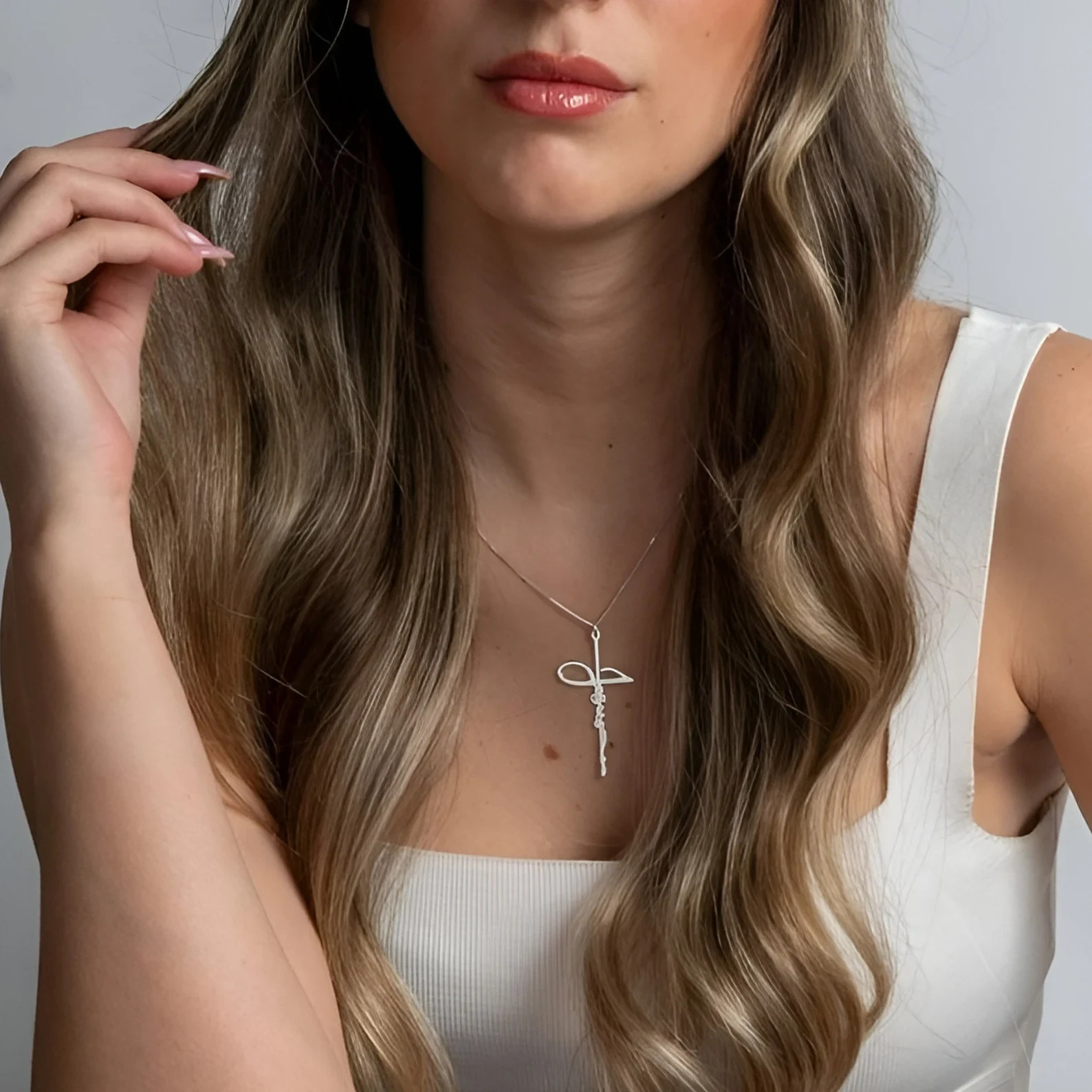 Jesus Cross Pendant Necklace Adjustable Box Chain Christian Gift for Women Men