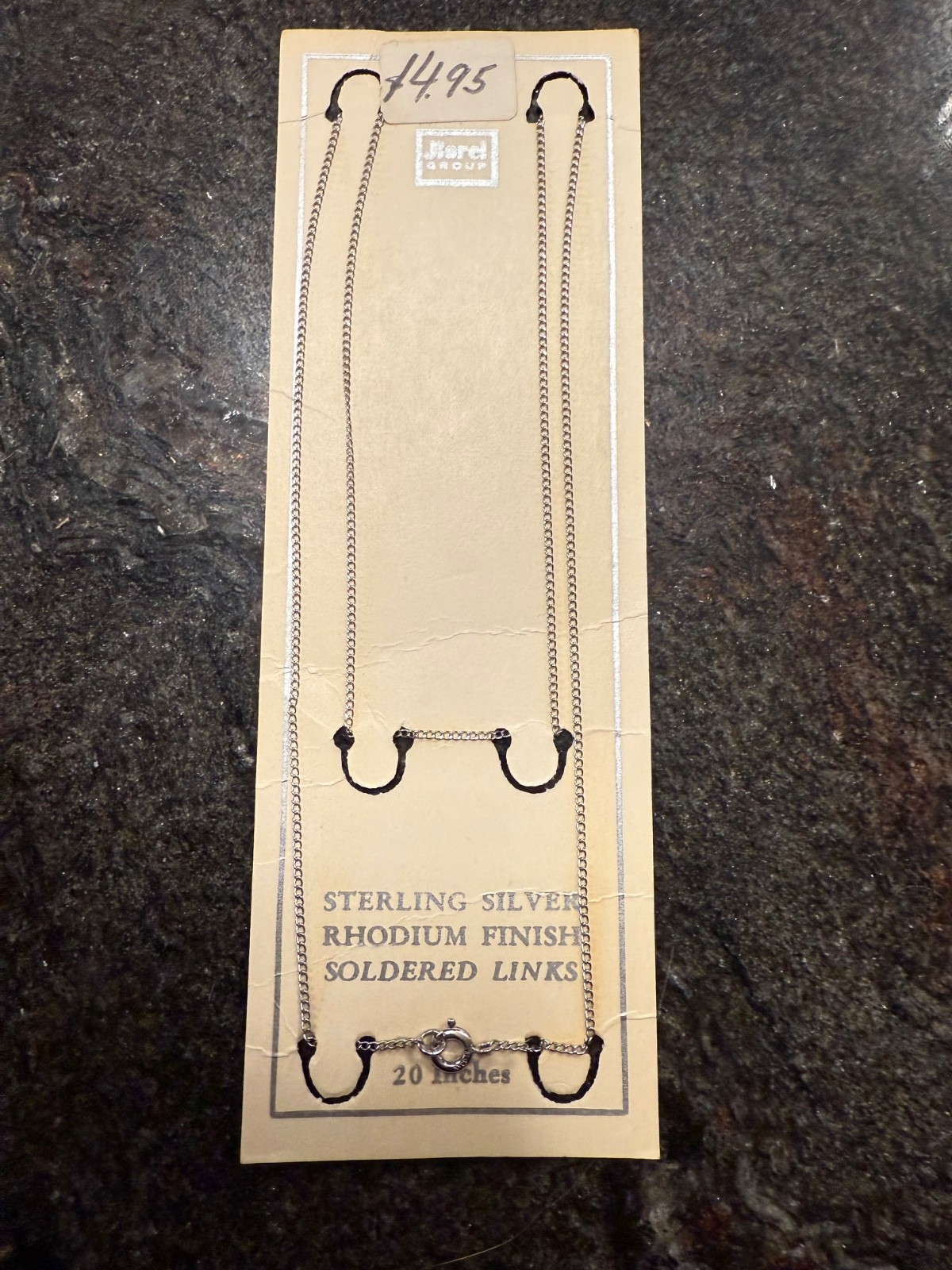 VINTAGE NOS Sterling Silver Rhodium Plated Cable Chain Necklace 20″