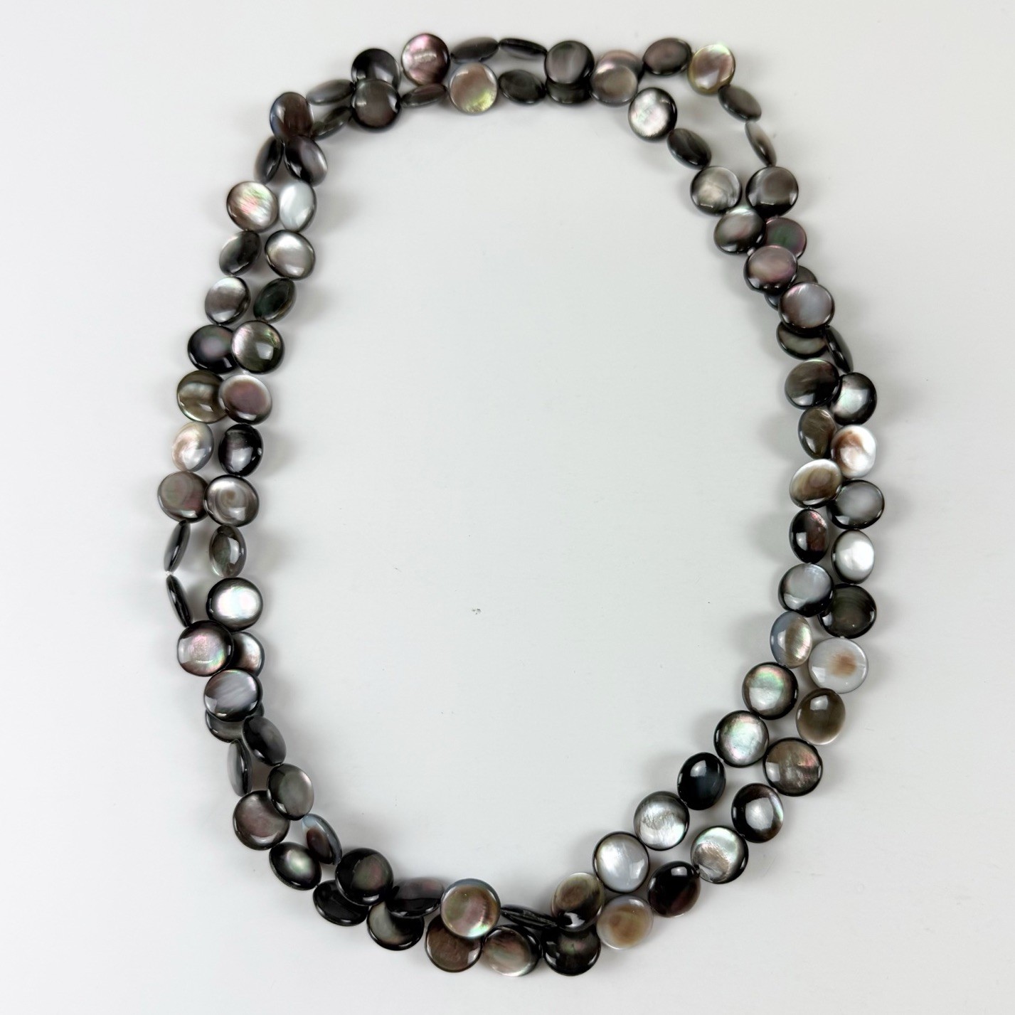 Long Statement Necklace Dark Gray Multi Beaded Layering