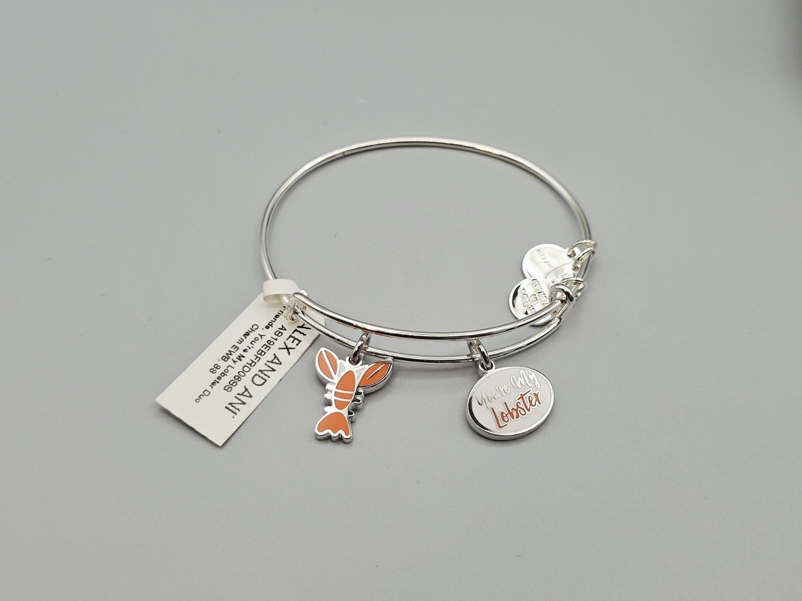 Alex & Ani FRIENDS YOUR’E MY LOBSTER DUO Silver Bangle New W/Tag Card & Box 🎁