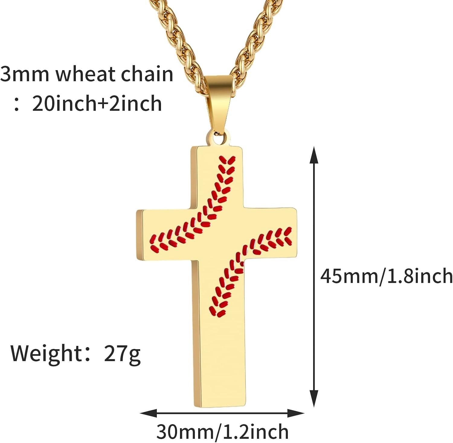 Engraved Baseball Cross Pendant Necklace for Boys – Perfect First Communion Gift
