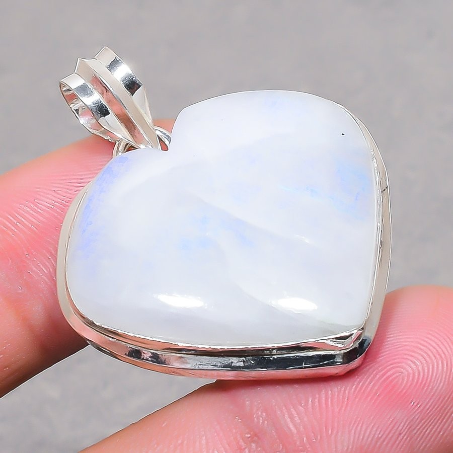 Rainbow Moonstone Heart Shape Gemstone Pendant Handmade Jewelry 1.7″ FP 3247