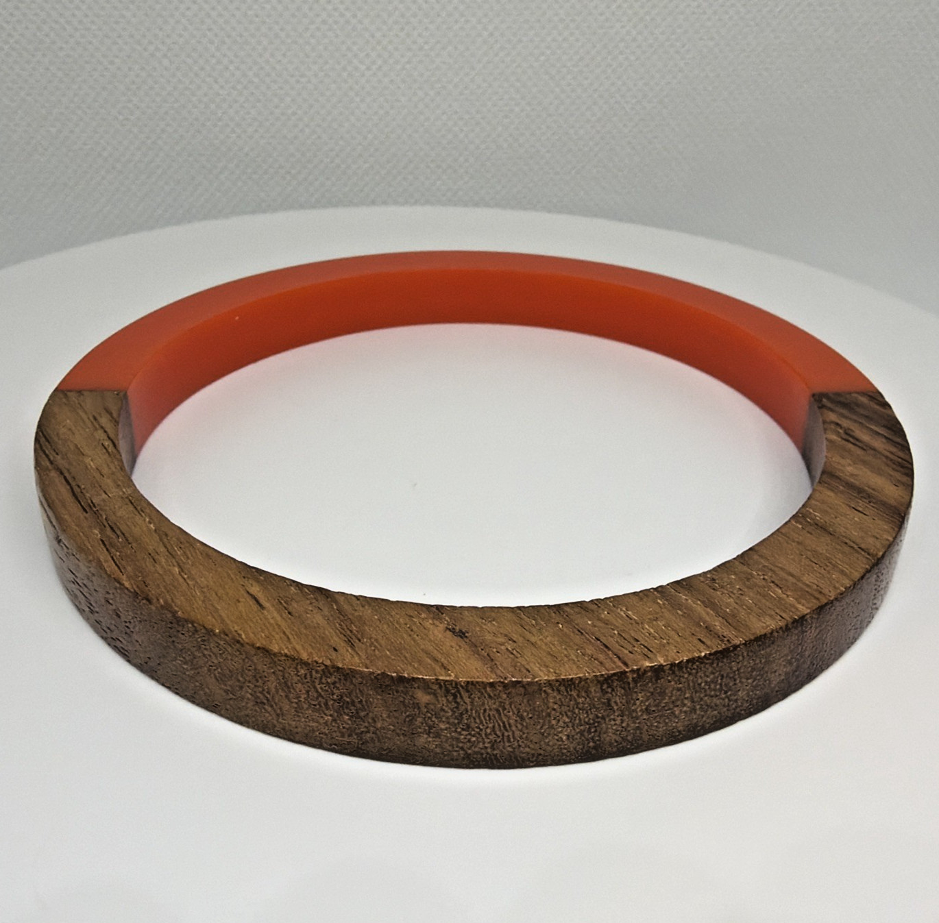 Mod Retro Wood & Resin Bangle Bracelets Stackable Mid-Century Style Set of 4