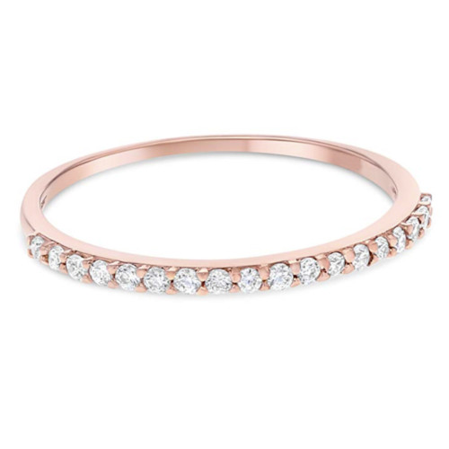 0.45 Ct Simulated Diamond Real 14K Rose Gold PlatedWedding Anniversary Band Ring
